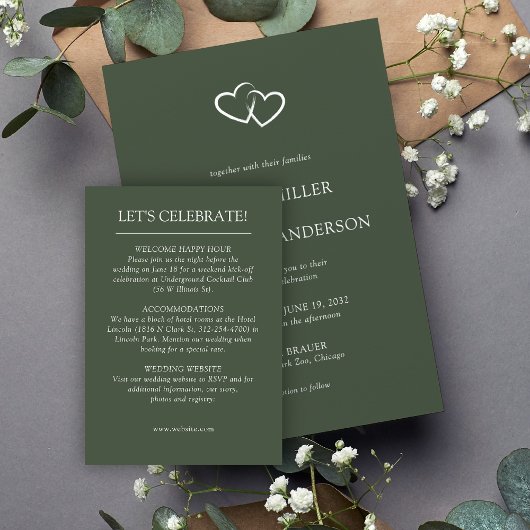 Elegante moderne eenvoudige elementen bruiloft informatiekaartje