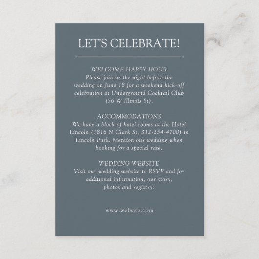 Elegante moderne eenvoudige elementen bruiloft informatiekaartje (Voorkant)