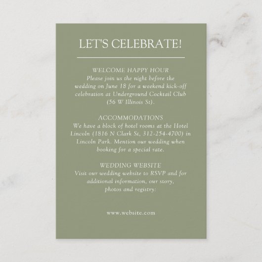 Elegante moderne eenvoudige elementen bruiloft informatiekaartje (Voorkant)