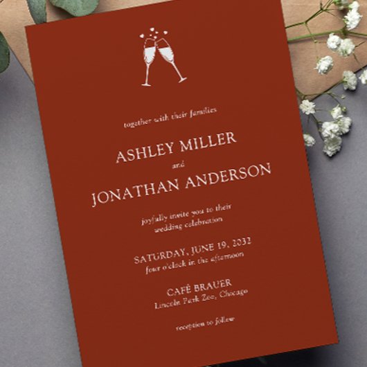 Elegante moderne eenvoudige elementen bruiloft kaart