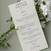 Elegante moderne eenvoudige elementen bruiloft menu