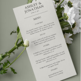 Elegante moderne eenvoudige elementen bruiloft menu