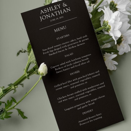 Elegante moderne eenvoudige elementen bruiloft menu