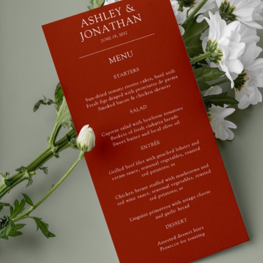 Elegante moderne eenvoudige elementen bruiloft menu