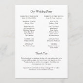 Elegante moderne eenvoudige elementen bruiloft programmakaart (Achterkant)