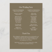 Elegante moderne eenvoudige elementen bruiloft programmakaart (Achterkant)