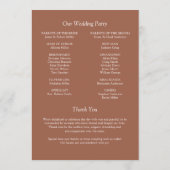 Elegante moderne eenvoudige elementen bruiloft programmakaart (Achterkant)