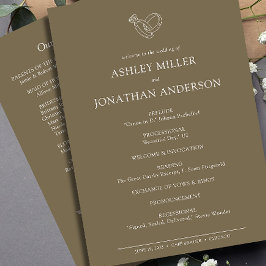 Elegante moderne eenvoudige elementen bruiloft programmakaart