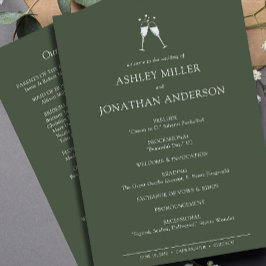 Elegante moderne eenvoudige elementen bruiloft programmakaart