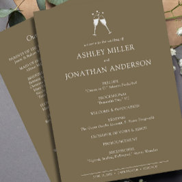 Elegante moderne eenvoudige elementen bruiloft programmakaart