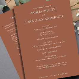 Elegante moderne eenvoudige elementen bruiloft programmakaart