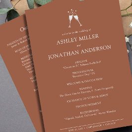 Elegante moderne eenvoudige elementen bruiloft programmakaart