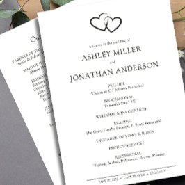 Elegante moderne eenvoudige elementen bruiloft programmakaart