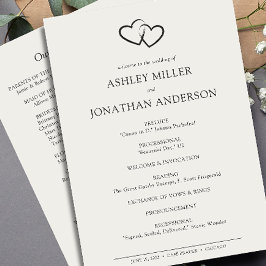 Elegante moderne eenvoudige elementen bruiloft programmakaart