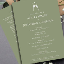 Elegante moderne eenvoudige elementen bruiloft programmakaart