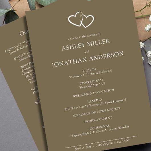 Elegante moderne eenvoudige elementen bruiloft programmakaart