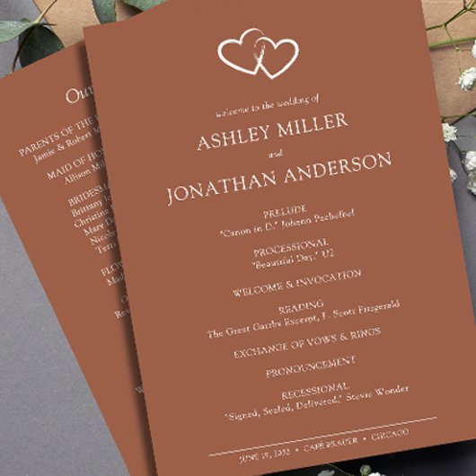 Elegante moderne eenvoudige elementen bruiloft programmakaart