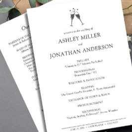 Elegante moderne eenvoudige elementen bruiloft programmakaart