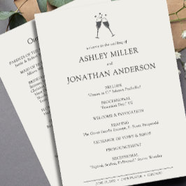 Elegante moderne eenvoudige elementen bruiloft programmakaart