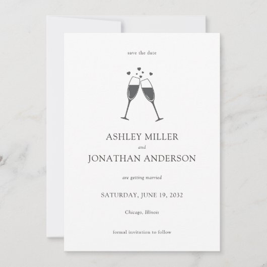 Elegante moderne eenvoudige elementen bruiloft save the date (Voorkant)