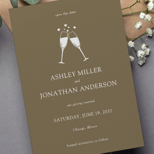 Elegante moderne eenvoudige elementen bruiloft save the date