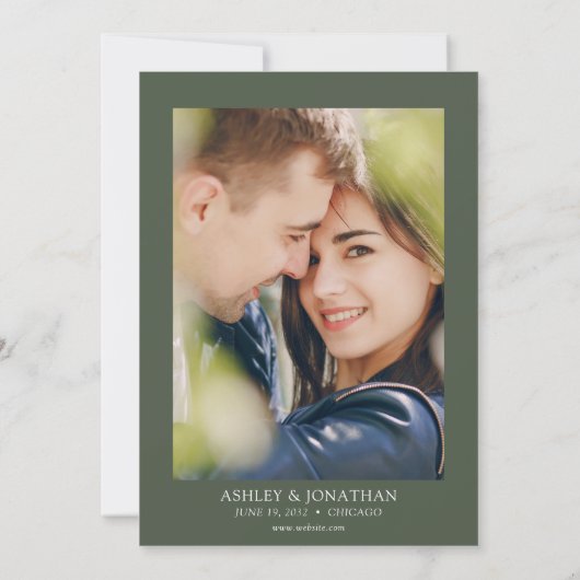 Elegante Moderne Eenvoudige Elementen Trouwfoto Kaart (Achterkant)