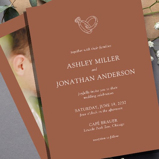 Elegante Moderne Eenvoudige Elementen Trouwfoto Kaart