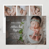 Elegante Moderne Eenvoudige Foto Pasgeboren Meisje Aankondiging (Voorkant / Achterkant)