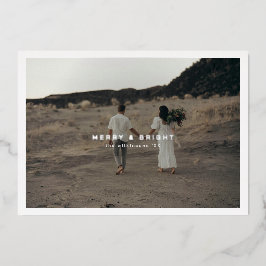 Elegante moderne eenvoudige fotokaart met folie folie feestdagenkaart