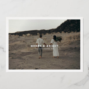 Elegante moderne eenvoudige fotokaart verijdeld folie feestdagenkaart