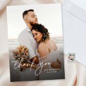 Elegante moderne eenvoudige kalligrafie foto bruil bedankkaart