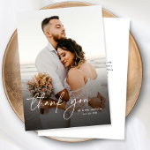Elegante moderne eenvoudige kalligrafie foto bruil bedankkaart
