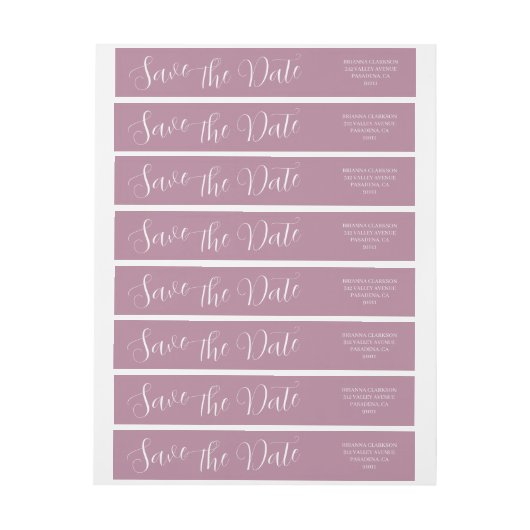 Elegante Moderne Eenvoudige Mauve Bruiloft Save th (Vel)