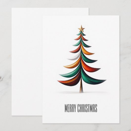 Elegante moderne eenvoudige minimalistische kerstb feestdagenkaart (Voorkant / Achterkant)