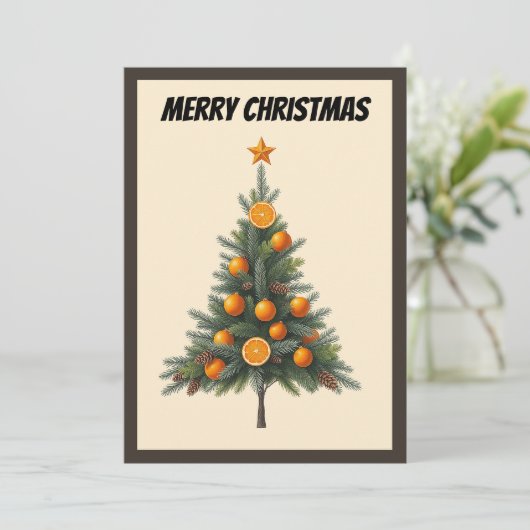 Elegante moderne eenvoudige minimalistische kerstb feestdagenkaart (Staand voorkant)