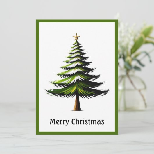 Elegante moderne eenvoudige minimalistische kerstb feestdagenkaart (Staand voorkant)