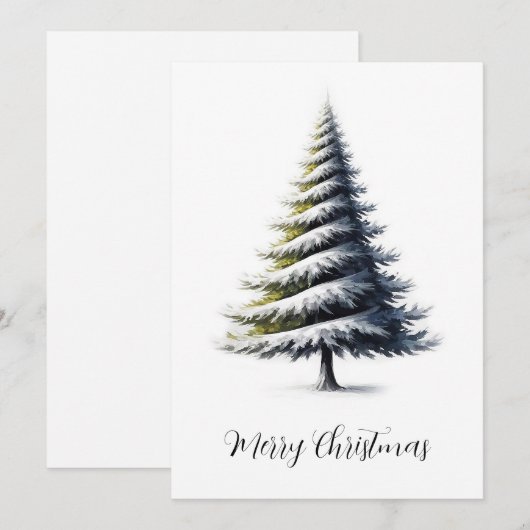 Elegante moderne eenvoudige minimalistische kerstb feestdagenkaart (Voorkant / Achterkant)