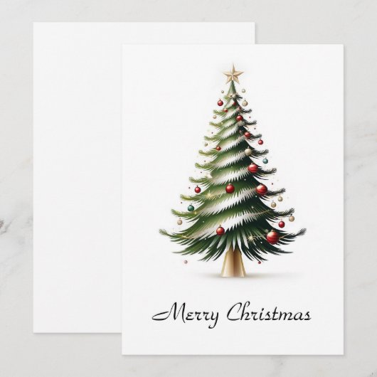 Elegante moderne eenvoudige minimalistische kerstb feestdagenkaart (Voorkant / Achterkant)