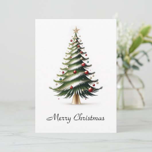 Elegante moderne eenvoudige minimalistische kerstb feestdagenkaart (Staand voorkant)