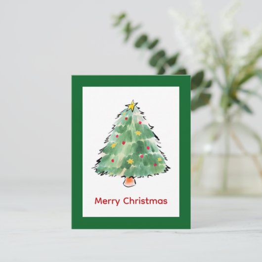 Elegante moderne eenvoudige minimalistische kerstb feestdagenkaart (Staand voorkant)