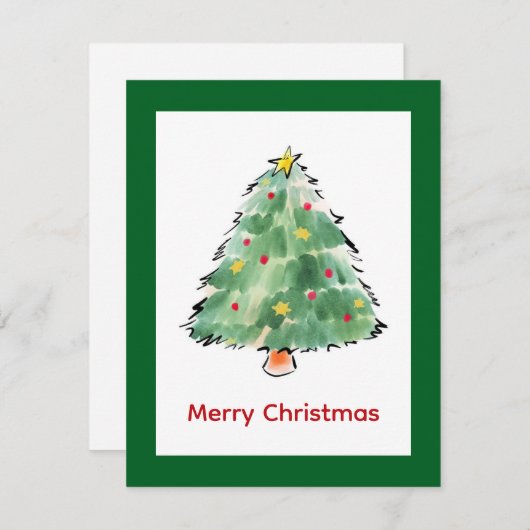 Elegante moderne eenvoudige minimalistische kerstb feestdagenkaart (Voorkant / Achterkant)