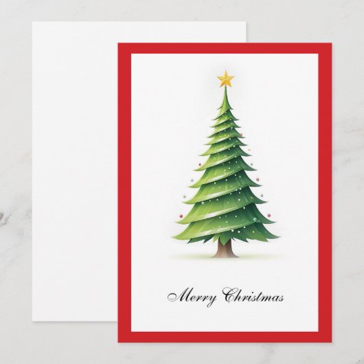 Elegante moderne eenvoudige minimalistische kerstb feestdagenkaart (Voorkant / Achterkant)