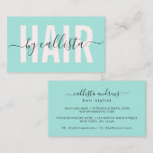 Elegante Moderne Eenvoudige Mint Typografie Haarst Visitekaartje (Voorkant / Achterkant)