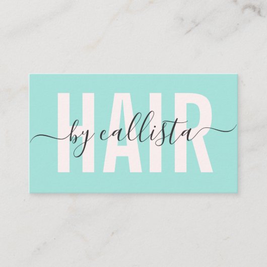 Elegante Moderne Eenvoudige Mint Typografie Haarst Visitekaartje (Voorkant)