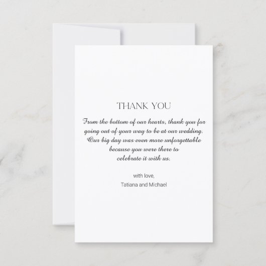 Elegante moderne eenvoudige script bruiloft foto bedankkaart (Achterkant)