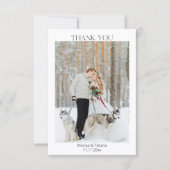 Elegante moderne eenvoudige script bruiloft foto bedankkaart (Voorkant)