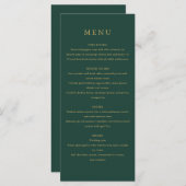 Elegante moderne eenvoudige smaragdgroene en goude menu (Voorkant / Achterkant)