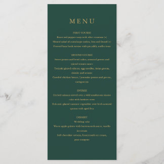 Elegante moderne eenvoudige smaragdgroene en goude menu