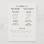 Elegante Moderne Eenvoudige Trouwdag Elementen Programmakaart (Achterkant)