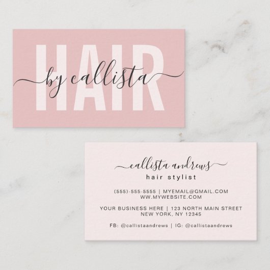 Elegante Moderne Eenvoudige Typografie Haarstylist Visitekaartje (Voorkant / Achterkant)